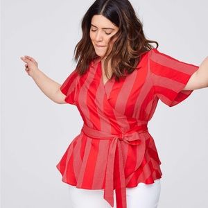 LOFT Plus Striped Wrap Top